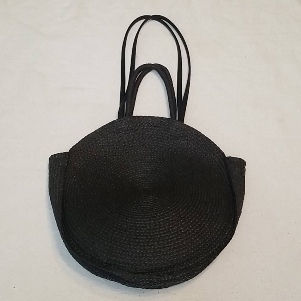 Elegant Black Shoulder  Bag Straw